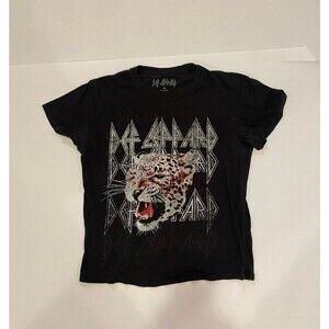 Def Leppard Shirt Adult Size Medium Black Graphic Short Sleeve Concert Band Tee